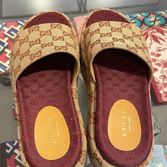 Gucci 573018 Angelina Platform Slide IT 35.5- US 5.5 - Picture 3 of 8